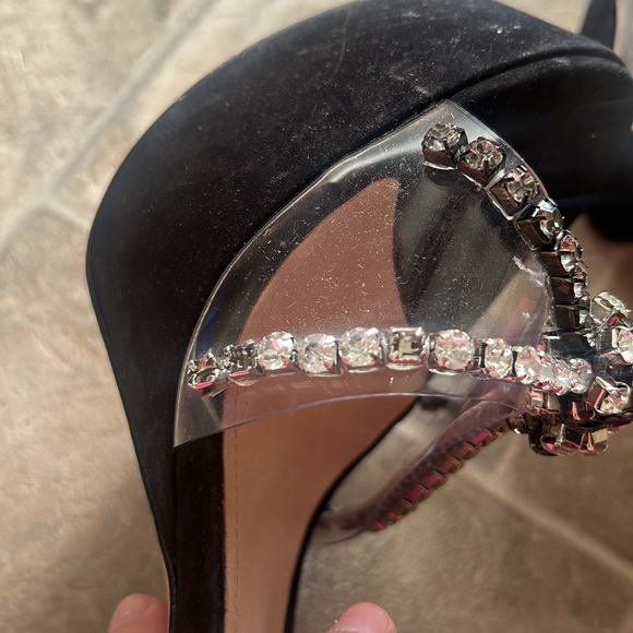 Schutz Black Bling Jayda Platform Suede Heels 9.5 - Picture 9 of 16